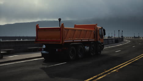 big lorry truck on the bridge