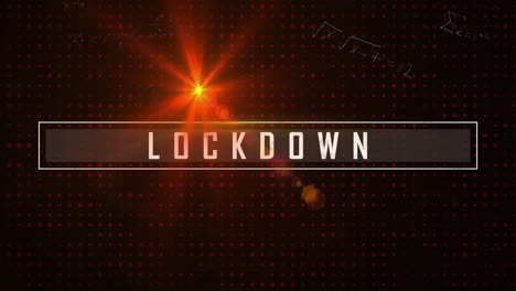 lockdown animation with glowing text effect on red dotted background