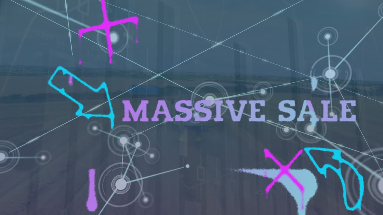 농구 상자 위에 있는 연결 네트워크의 애니메이션 노란색의 노란색의 노란색