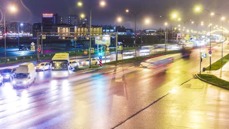 timelapse 4k traffic motion intersection transport line cars light night