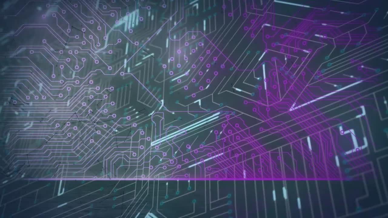 라인 및 통합 회로로 디지털 화면의 애니메이션