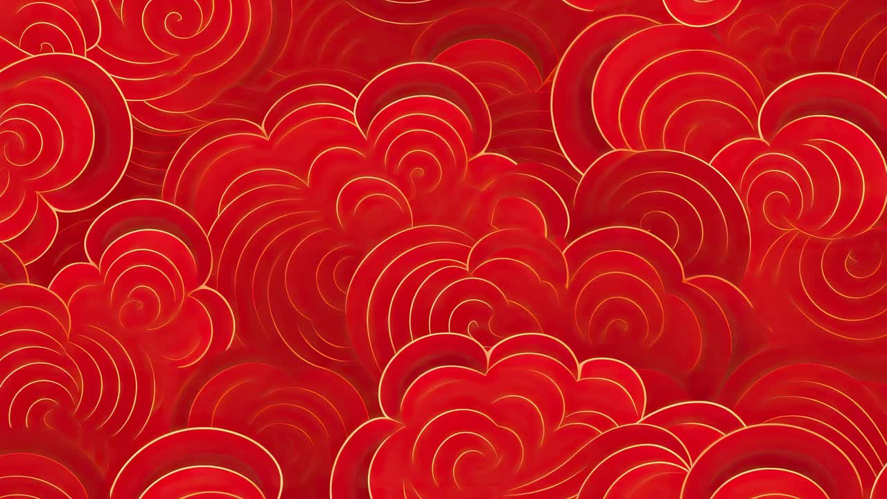 Abstract red and gold swirling patterns, top-down angle, ideal for a vibrant video backdrop