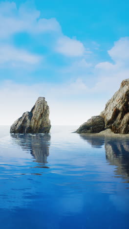 calm sea with rocks and blue sky