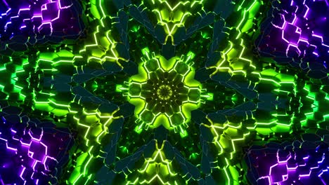 neon glow waves in 3d hexagon kaleidoscope. looped animation