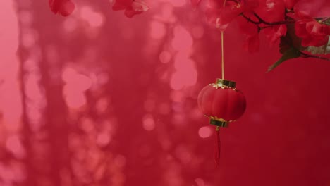 animation of chinese traditional decorations on red background