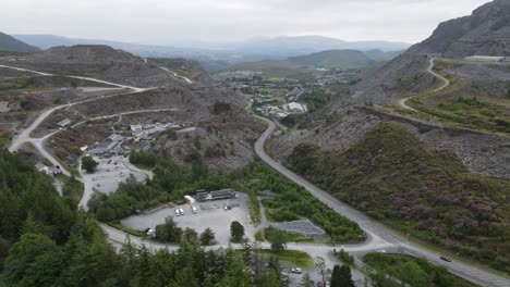 Zip-world-Blaenau-Ffestiniog-Gwynedd,-Wales-aerial-4K-footage