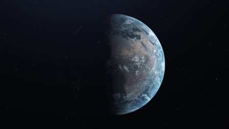 planet earth from outer space. realistic transition from night to day