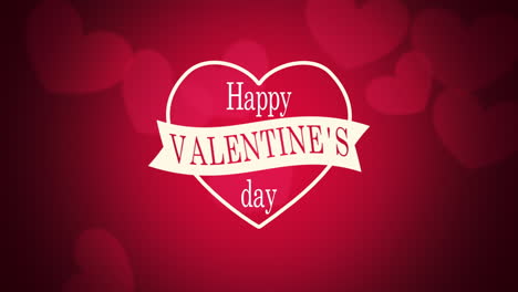 animated closeup happy valentines day text and motion romantic big and small red hearts on valentines day background