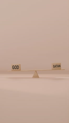veritcal video of god and satan balancing on seesaw