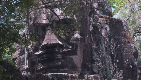 large stone face in the jungles of angkor wat