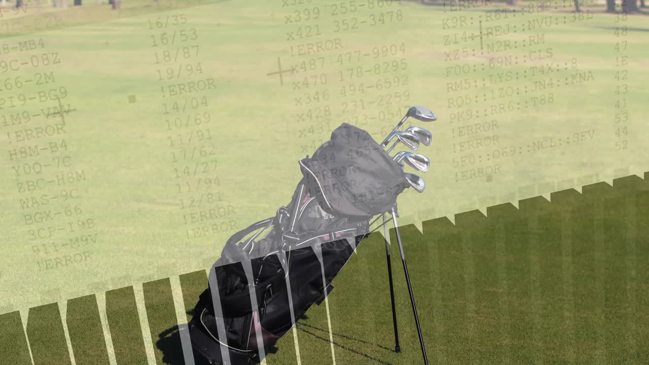 Stepped bars sweeping in lower-left pale line tracing fairway black bag revealing showing shot data