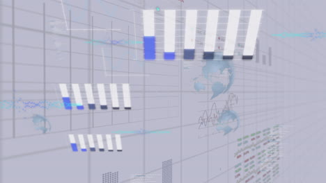 Animation-of-financial-data-processing-and-statistics-over-light-background