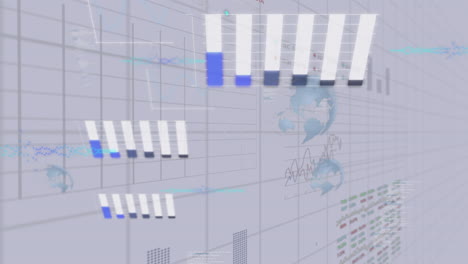animación del procesamiento de datos financieros y estadísticas sobre un fondo claro
