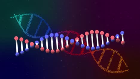 animación de cadenas de adn sobre un fondo negro