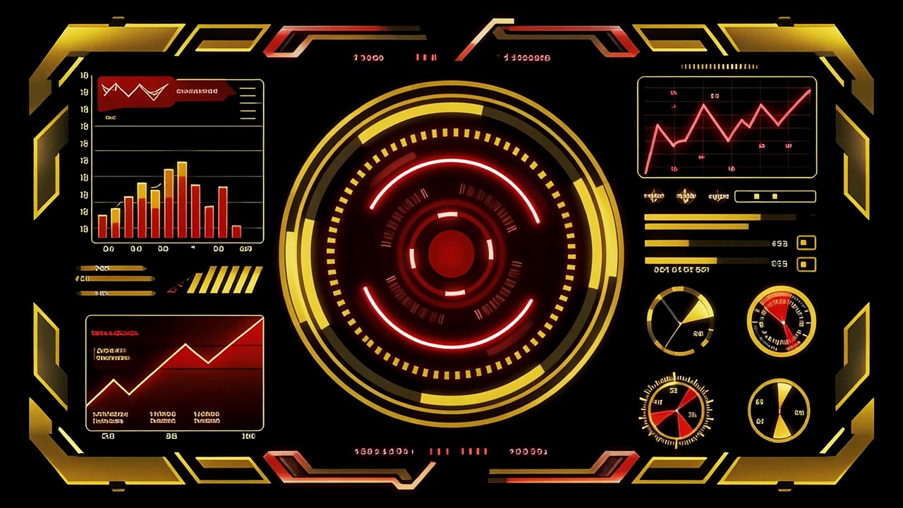 Futuristic HUD Display with Dynamic Data Analysis and Scanning Elements