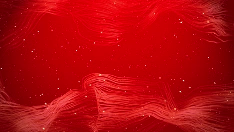 red abstract background with golden line wave particles, bokeh, star dust.