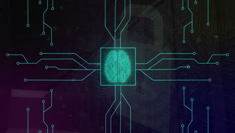 animación del cerebro biométrico y procesamiento de datos.