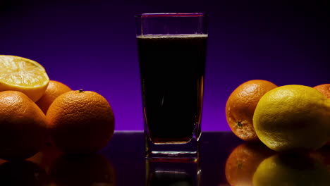 dark soda with citrus fruits