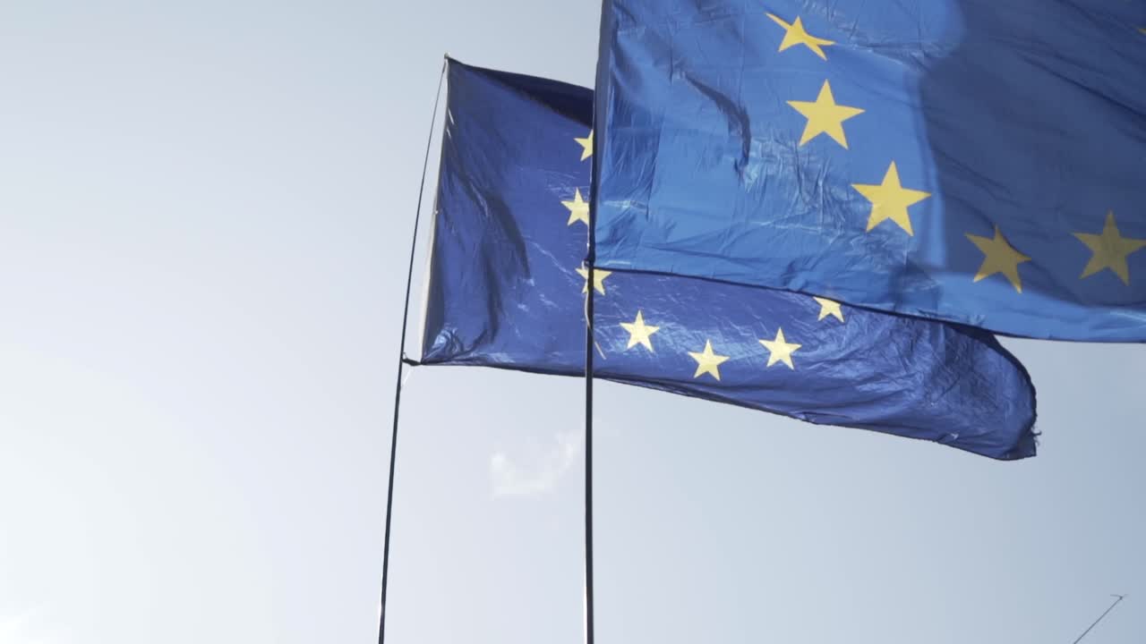 banderas de la ue en una protesta