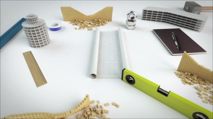 Construction and Engineering Blueprint with Tools