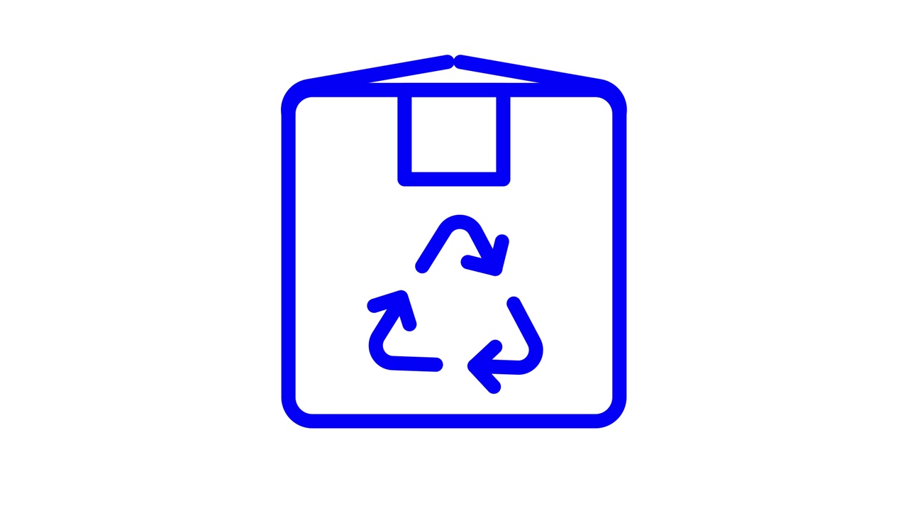 Animated Recycling Box Icon on White Background