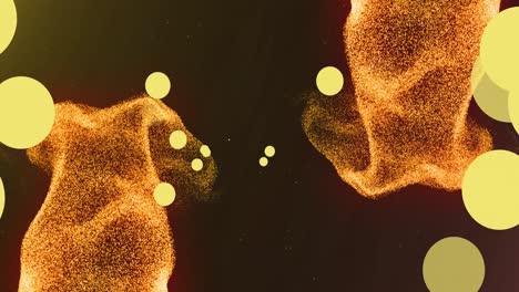 Yellow-light-spots-over-waves-of-orange-particles-on-black-background