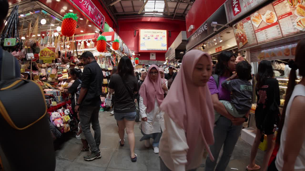 Muslim Women Wearing Hijab In The Singapore MRT Station. Slow Motion Shot