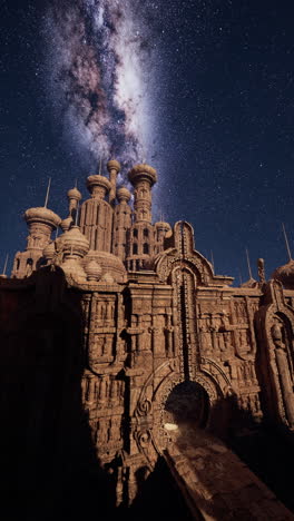 fantasy castle under the milky way