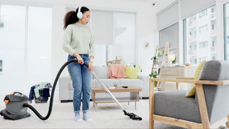 cleaning, dance and woman with vacuum