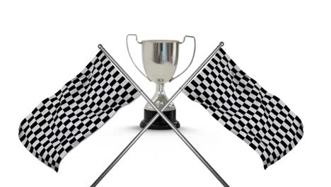 Racing-flags-with-a-trophy