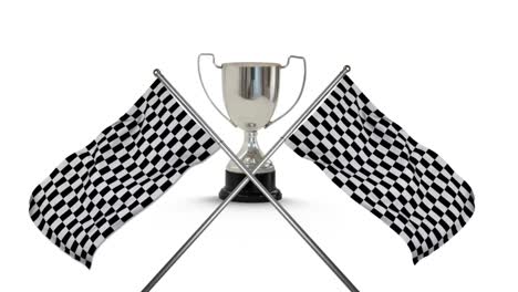 Banderas-De-Carreras-Con-Un-Trofeo