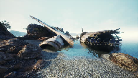 airplane wreck on a beach