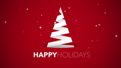 Happy-Holidays-text-with-white-Christmas-tree-on-red-background-3