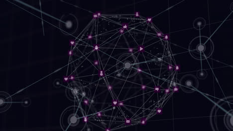 globe of digital icons against black background