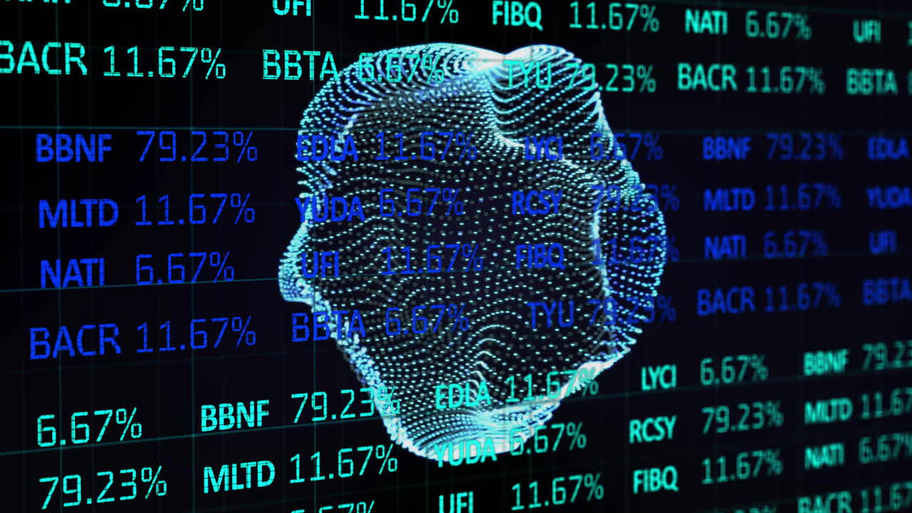 Animation of financial data processing over globe