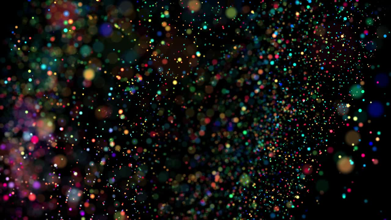 abstract background in 4k with glitter magic multicolor particles fly and glow in viscous liquid with amazing shining bokeh for fantastic festive . Luma matte as alpha channel. 3d render