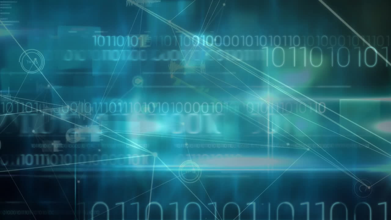 animación del procesamiento de datos financieros a través de codificación binaria