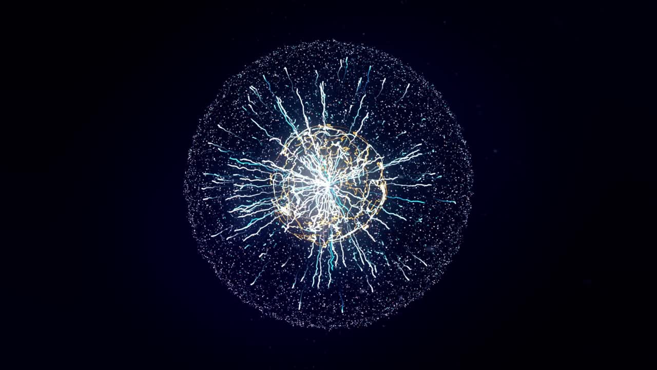 Abstract Glowing Sphere with Particles