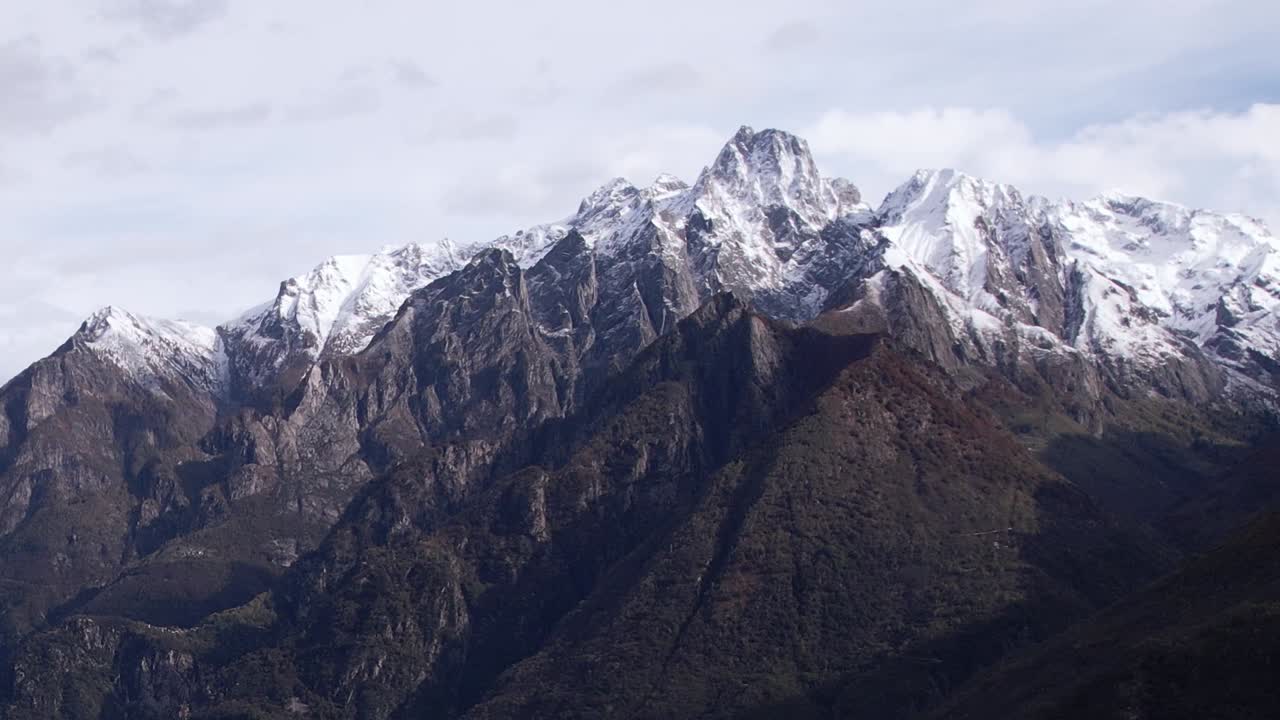 Stunning aerial view of the Italian Alps under a clear sky