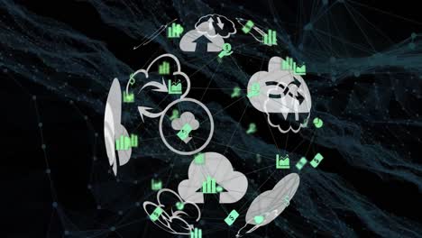 globo de iconos digitales contra las ondas digitales