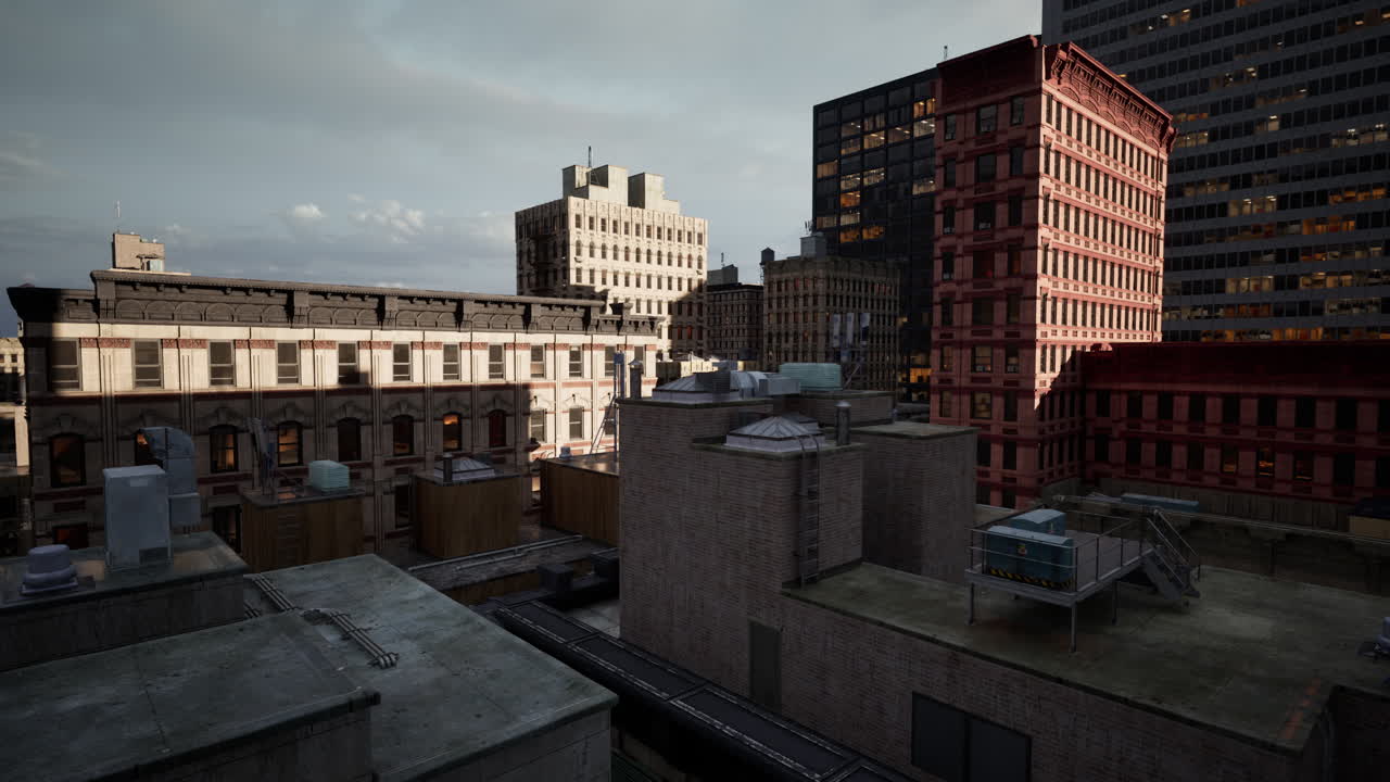 una vista del horizonte de la ciudad al atardecer