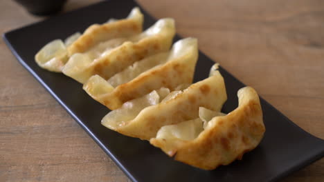 japanese gyoza or dumplings snack with soy sauce