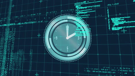 animation of data processing and clock moving fast over gird
