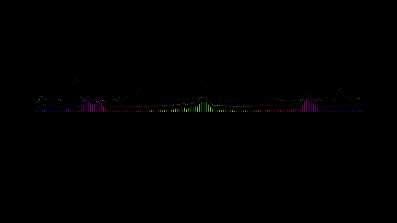 Abstract spectrum line bounce spectral wave design on black background vibrating wave form. Audio spectrum simulation for music futuristic animation.