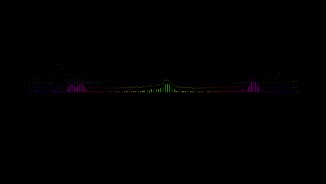 abstract spectrum line bounce spectral wave design on black background vibrating wave form. audio spectrum simulation for music futuristic animation.