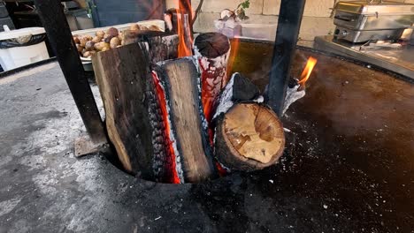troncos ardiendo en un pozo de fuego