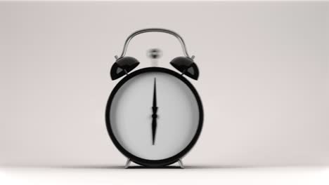 el despertador cuenta la hora de la noche y suena por la mañana. fondo blanco. hora de dormir. concepto de reloj de sueño biológico. render 3d