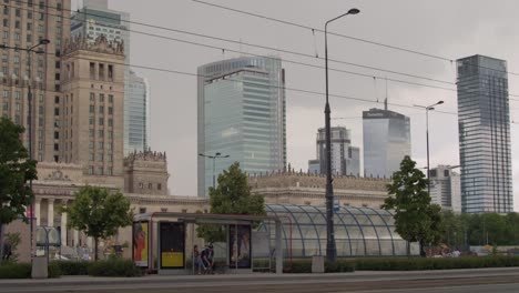 the sight of towering skyscrapers and the palace of culture and science in warsaw