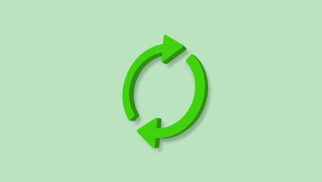 recycle symbol 3d icon isolated on green background. circular arrow icon. 4k