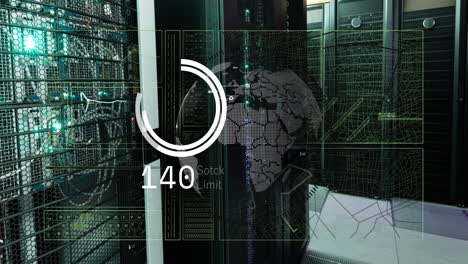 animación del procesamiento de datos en el mundo y servidores informáticos